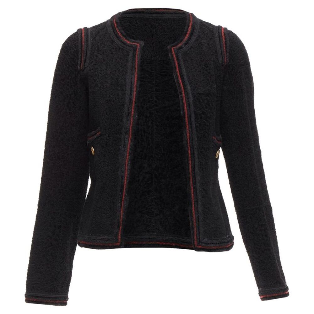 Chanel Tweed Leather Lined Logo Jacket